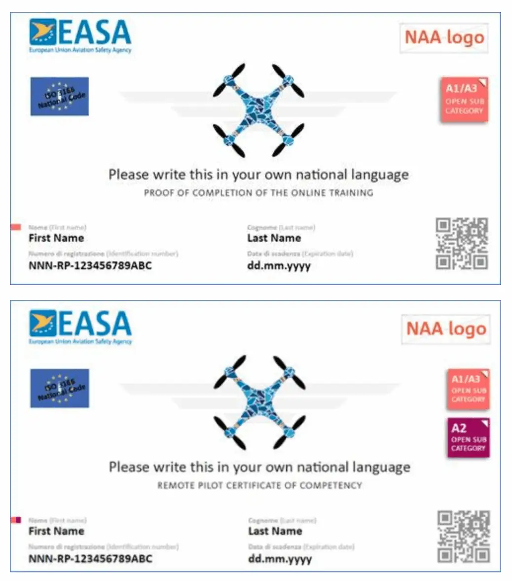 Conformità patentini europei per droni