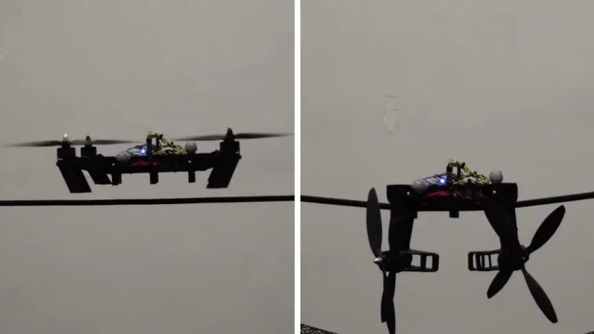 Drone multiuso che si trasforma durante il volo