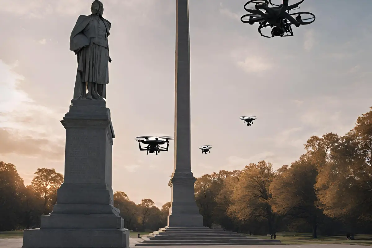 Monumenti storici ricreati coi droni in Giappone