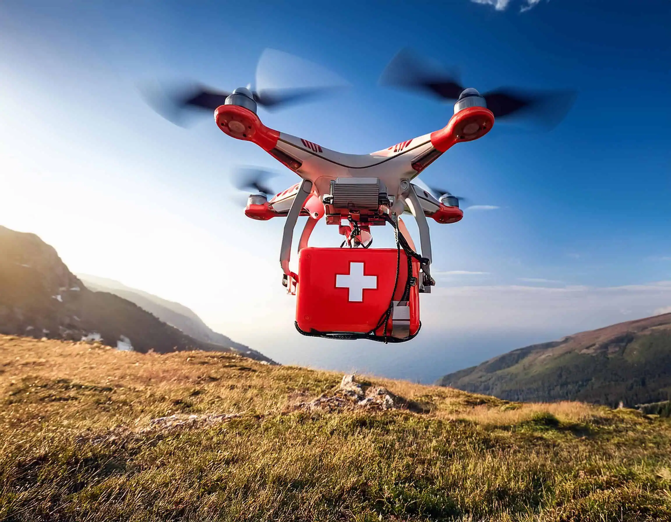 Defibrillatore portatile trasportato dal drone in Umbria