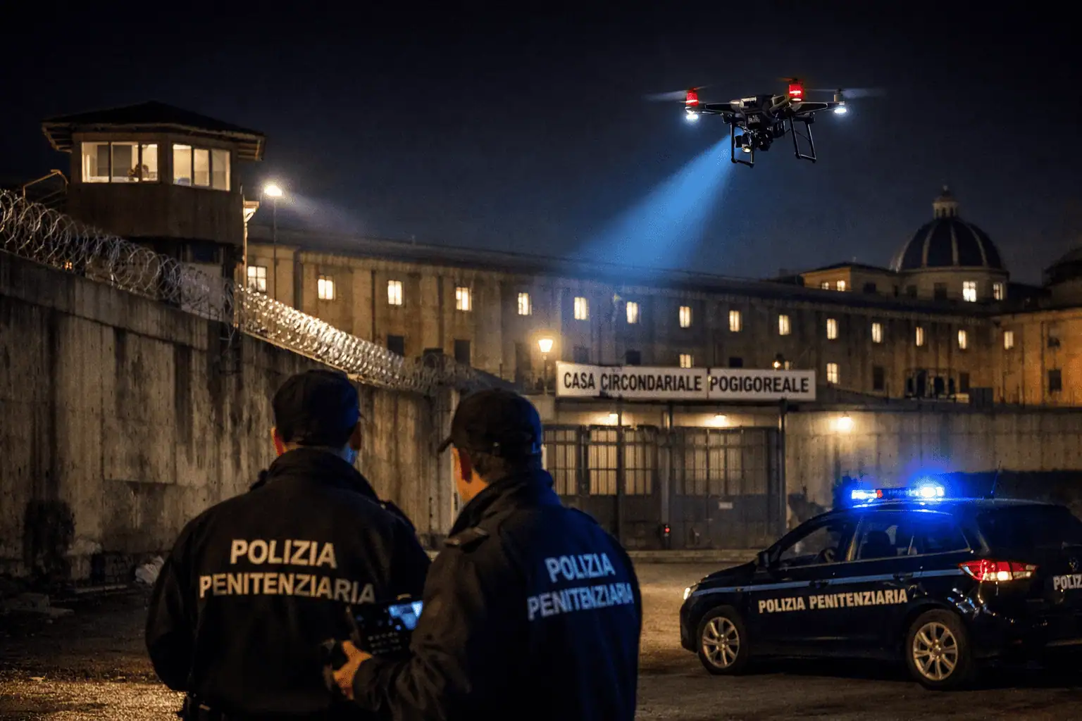 Napoli, drone con droga e cellulari intercettato al carcere di Poggioreale: due arresti in flagranza