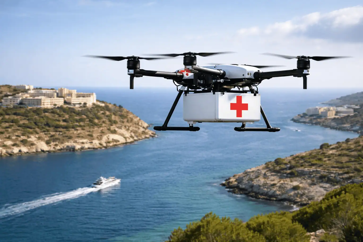 Droni sanitari a Malta: corridoio aereo tra Mater Dei Hospital e Gozo General Hospital per il trasporto di medicinali