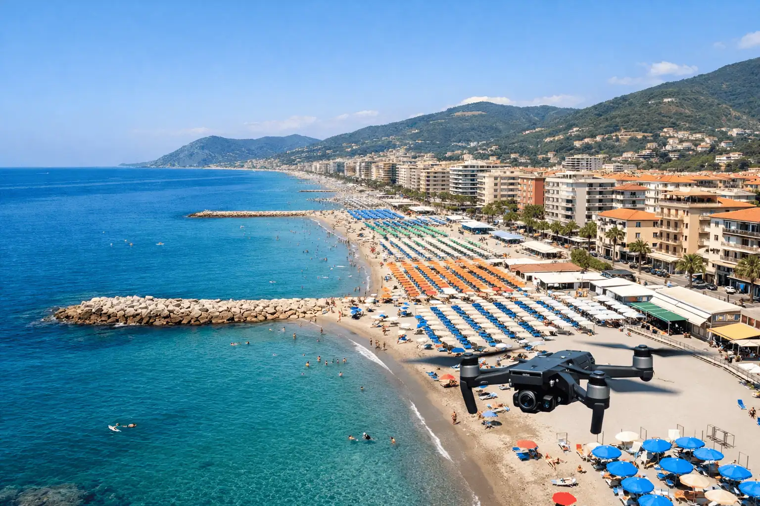 Droni in spiaggia a Borghetto: controlli del Comune sui gestori degli stabilimenti balneari