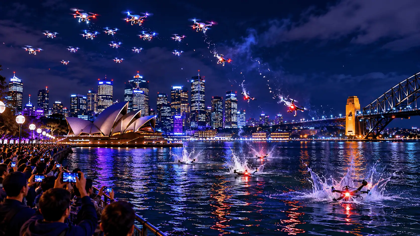 Sydney, pioggia di droni nel porto: quasi 90 precipitano in acqua durante lo show di Vivid Sydney
