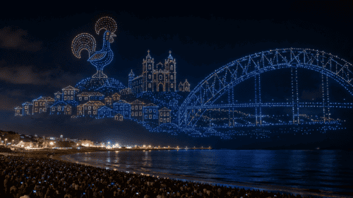 Record Guinness a Matosinhos: 3.097 droni illuminano il cielo del Porto