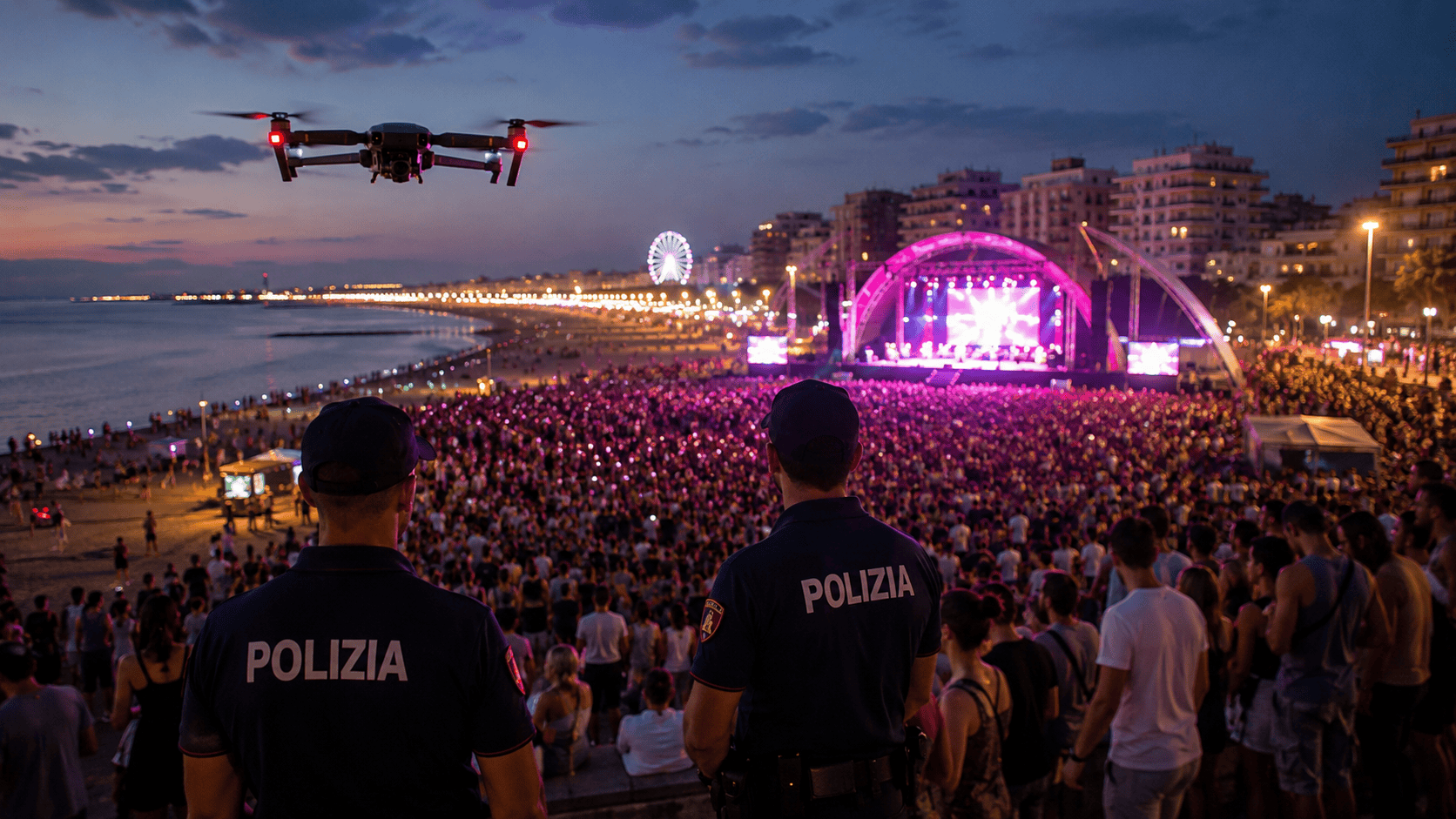 Drone non autorizzato sorvola la Notte Rosa di Rimini: pilota denunciato e sanzionato
