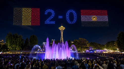 Seattle presenta il tabellone segnapunti con droni per le partite dei Mondiali FIFA 2026