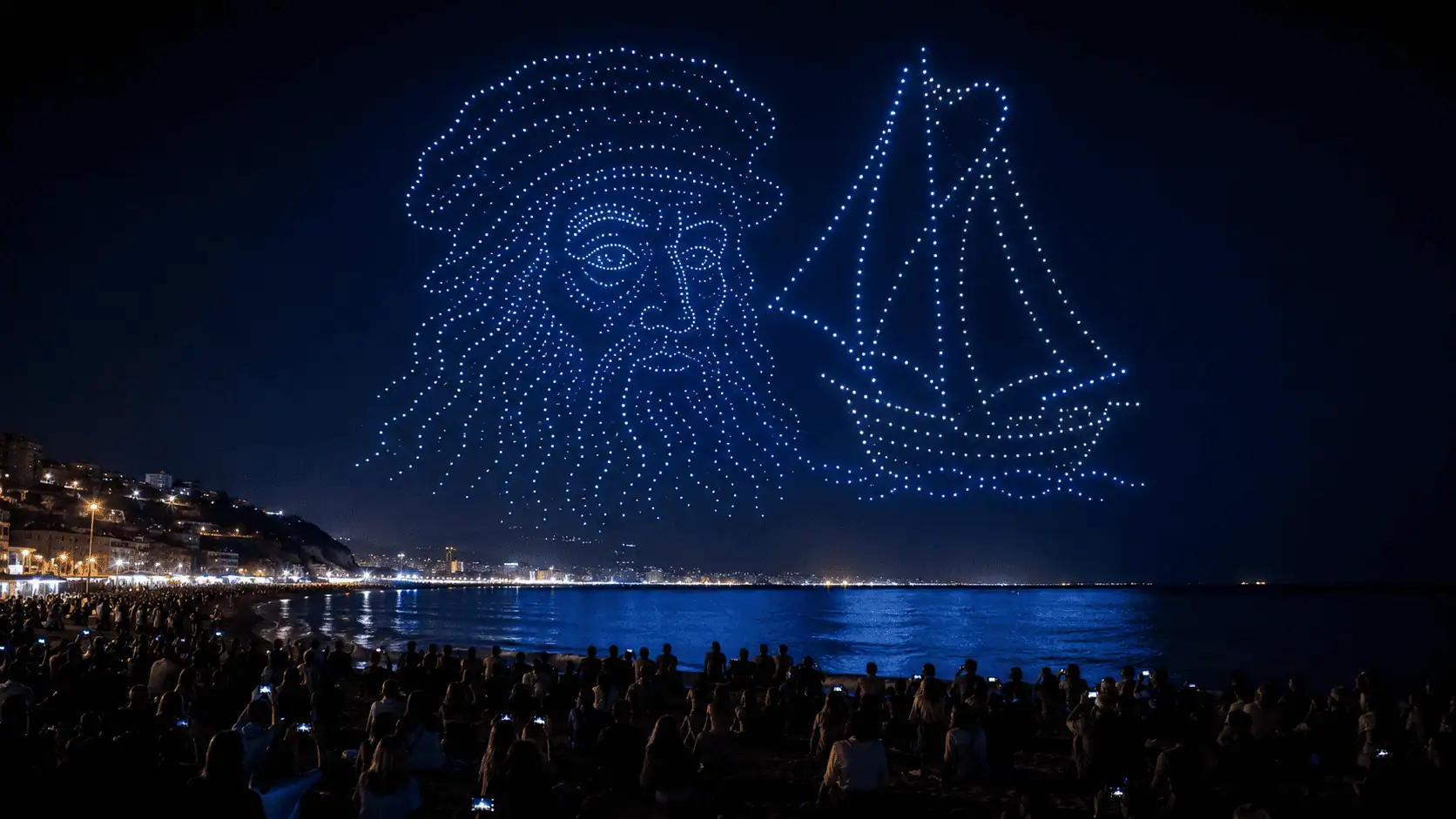 Cesenatico, 550 droni illuminano il cielo: migliaia di spettatori incantati sulla spiaggia