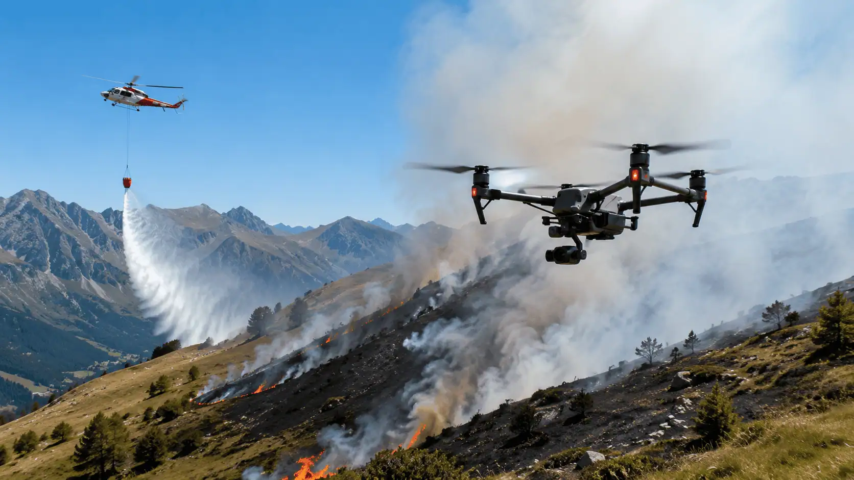 Incendio in Valle Cannobina: droni ed elicotteri in azione per monitorare il vasto fronte del rogo