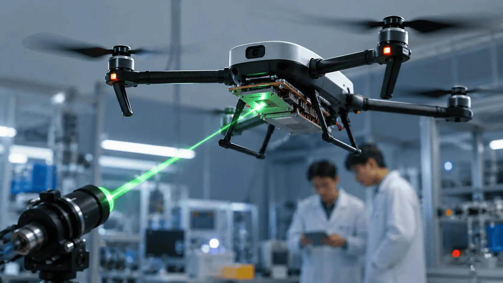 Ricarica laser per droni: il nuovo ricevitore cinese raggiunge il 38,49% di efficienza e apre nuove prospettive