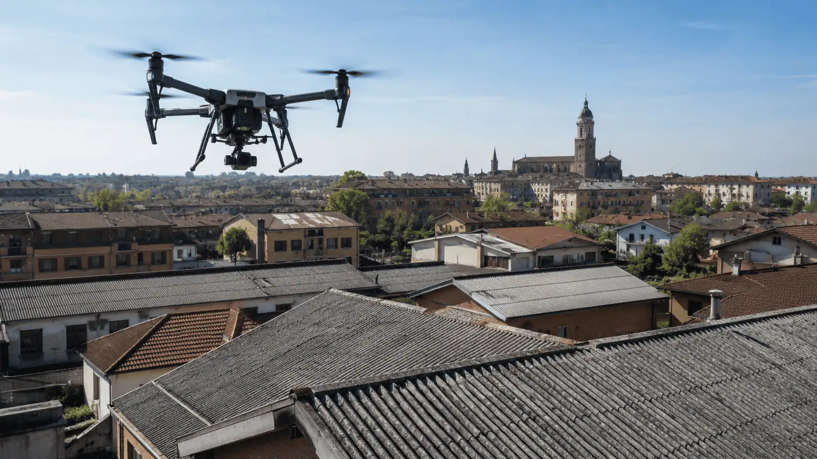 Lodi, droni in volo per individuare l’amianto: parte il censimento delle coperture a rischio