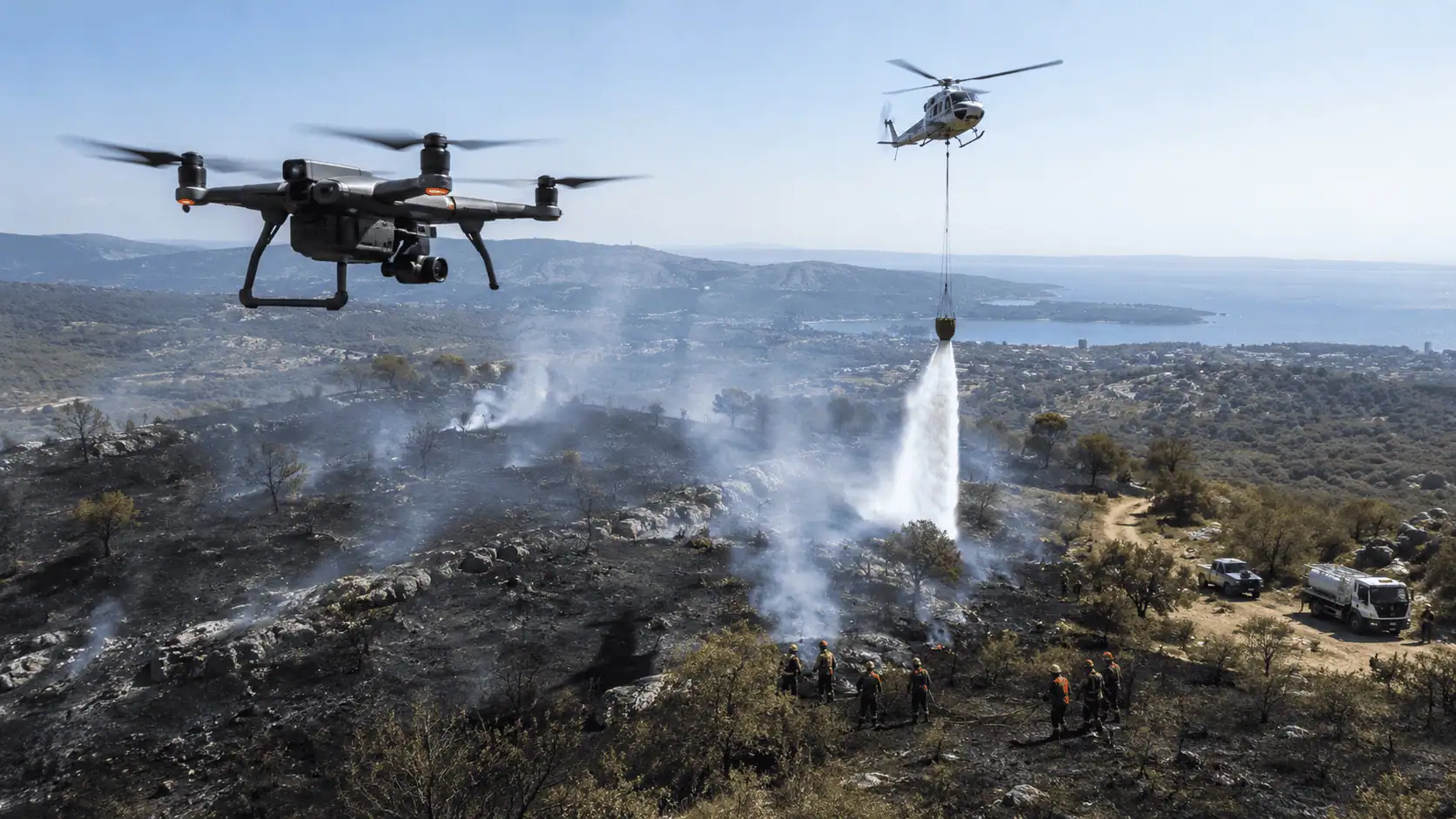 Incendio sul Carso triestino: i droni con termocamera individuano 14 punti caldi e guidano la bonifica