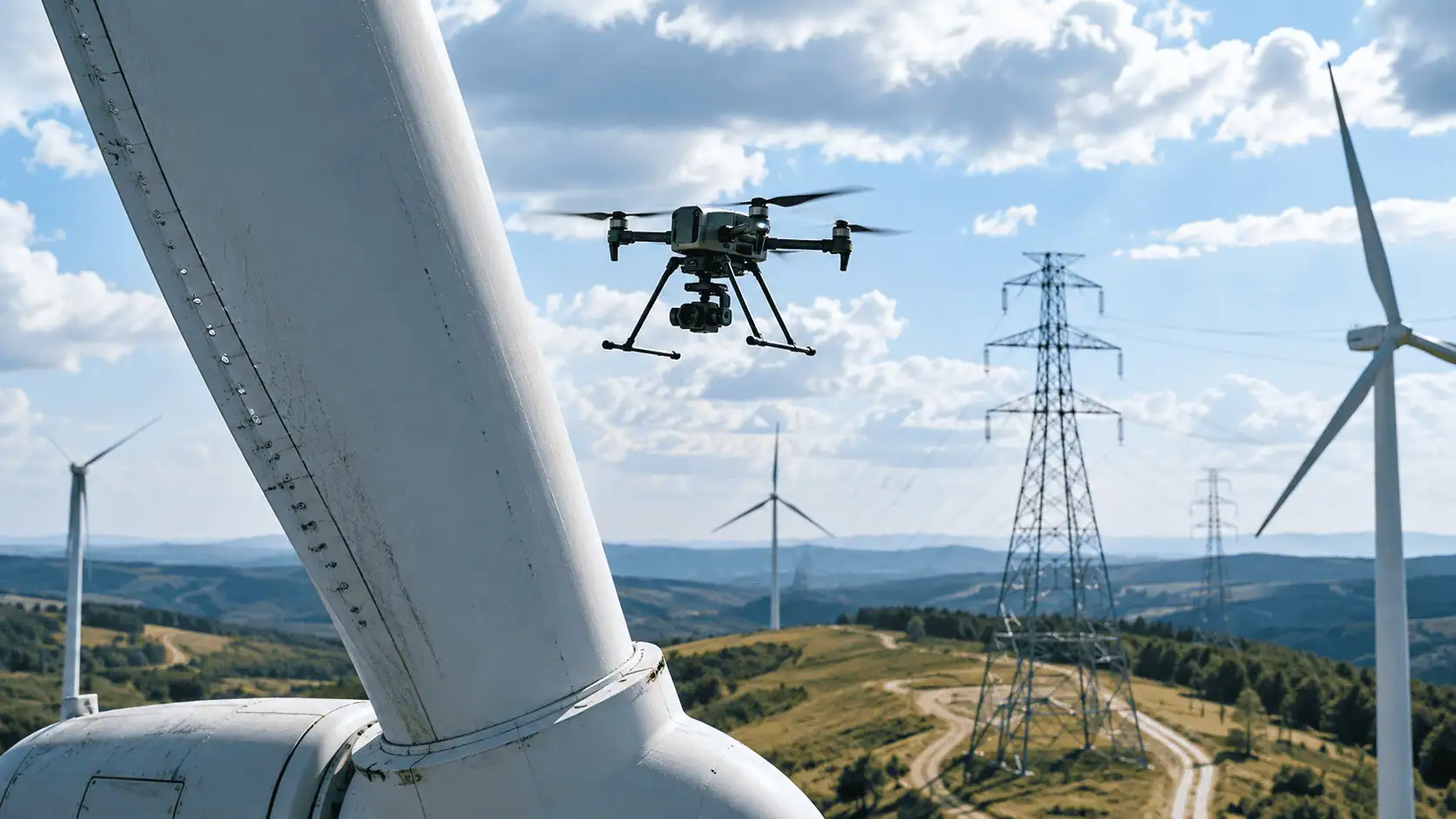 Droni per le ispezioni delle infrastrutture: tralicci e pale eoliche sotto controllo