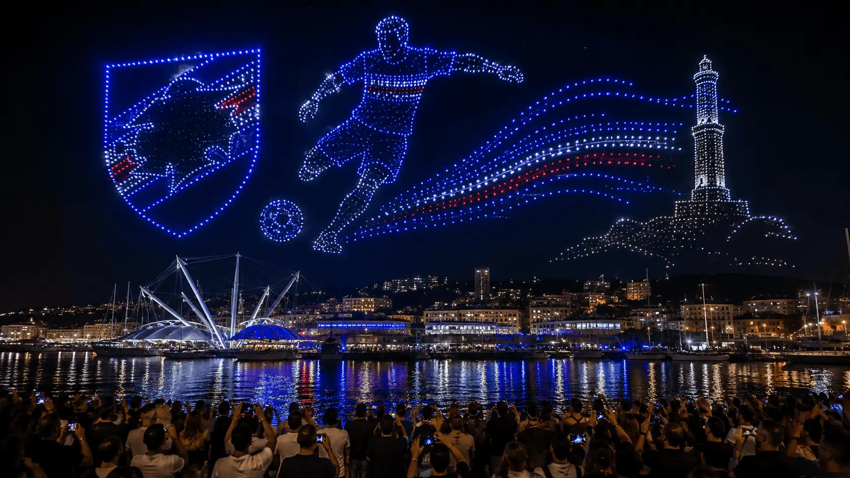 Sampdoria, 450 droni illumineranno Genova per celebrare gli 80 anni del club