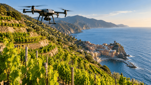 Droni per la viticoltura nelle Cinque Terre: la tecnologia aiuta i vigneti terrazzati