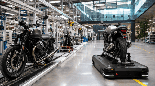 Droni e robot per costruire le Moto Guzzi: inaugurato il nuovo stabilimento in Lombardia