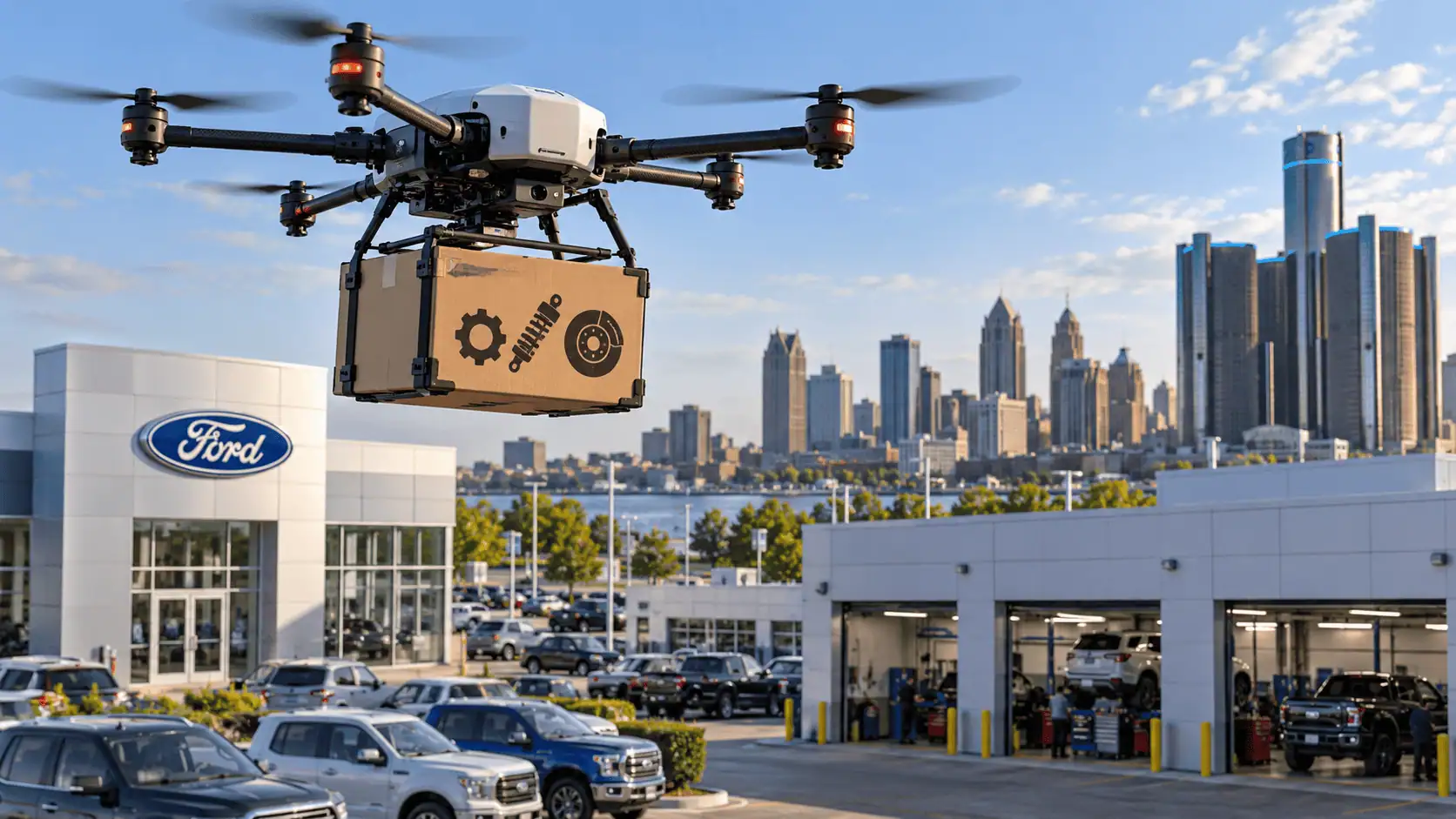 Droni per consegnare ricambi auto: a Detroit la manutenzione viaggia dal cielo
