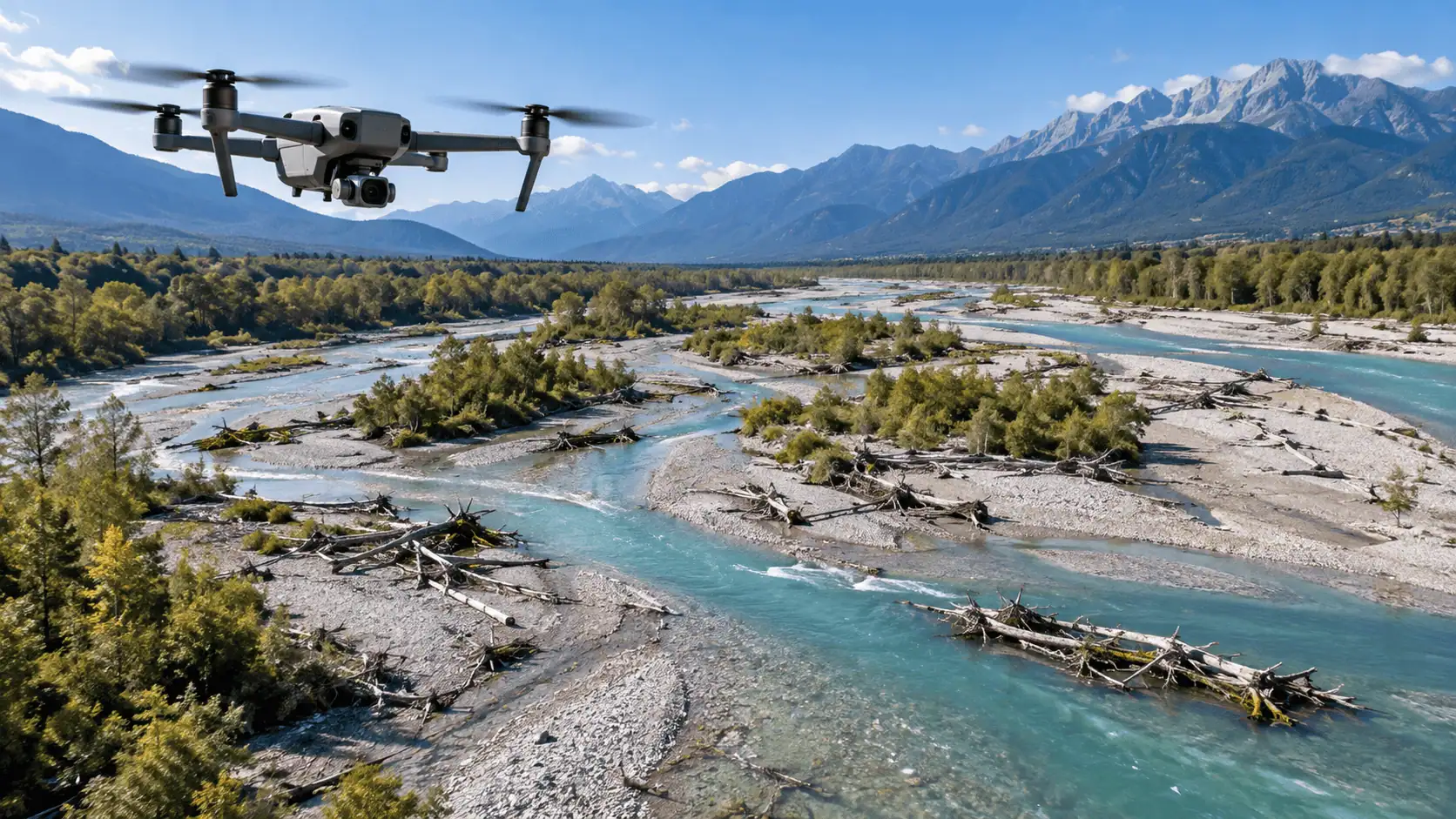 Droni e intelligenza artificiale per mappare i fiumi e individuare tronchi e detriti