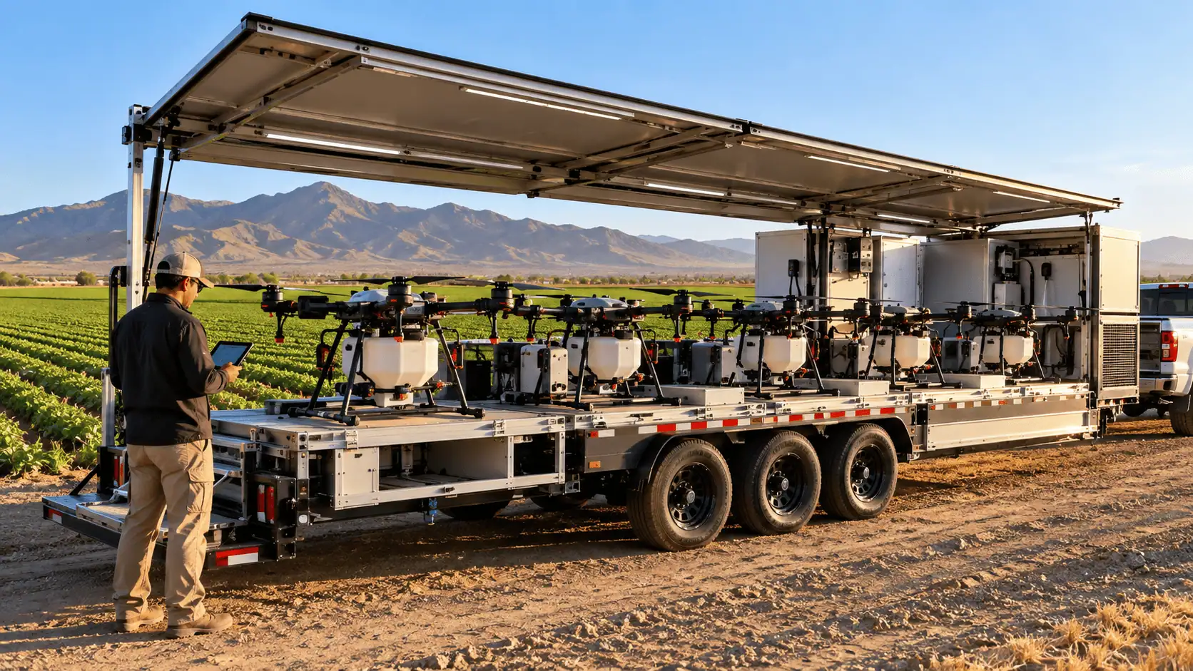 Agricoltura, ZenaDrone sviluppa un rimorchio automatizzato per gestire fino a cinque droni