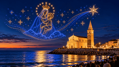 Caorle, Natale 2026: centinaia di droni illumineranno la Madonna dell’Angelo