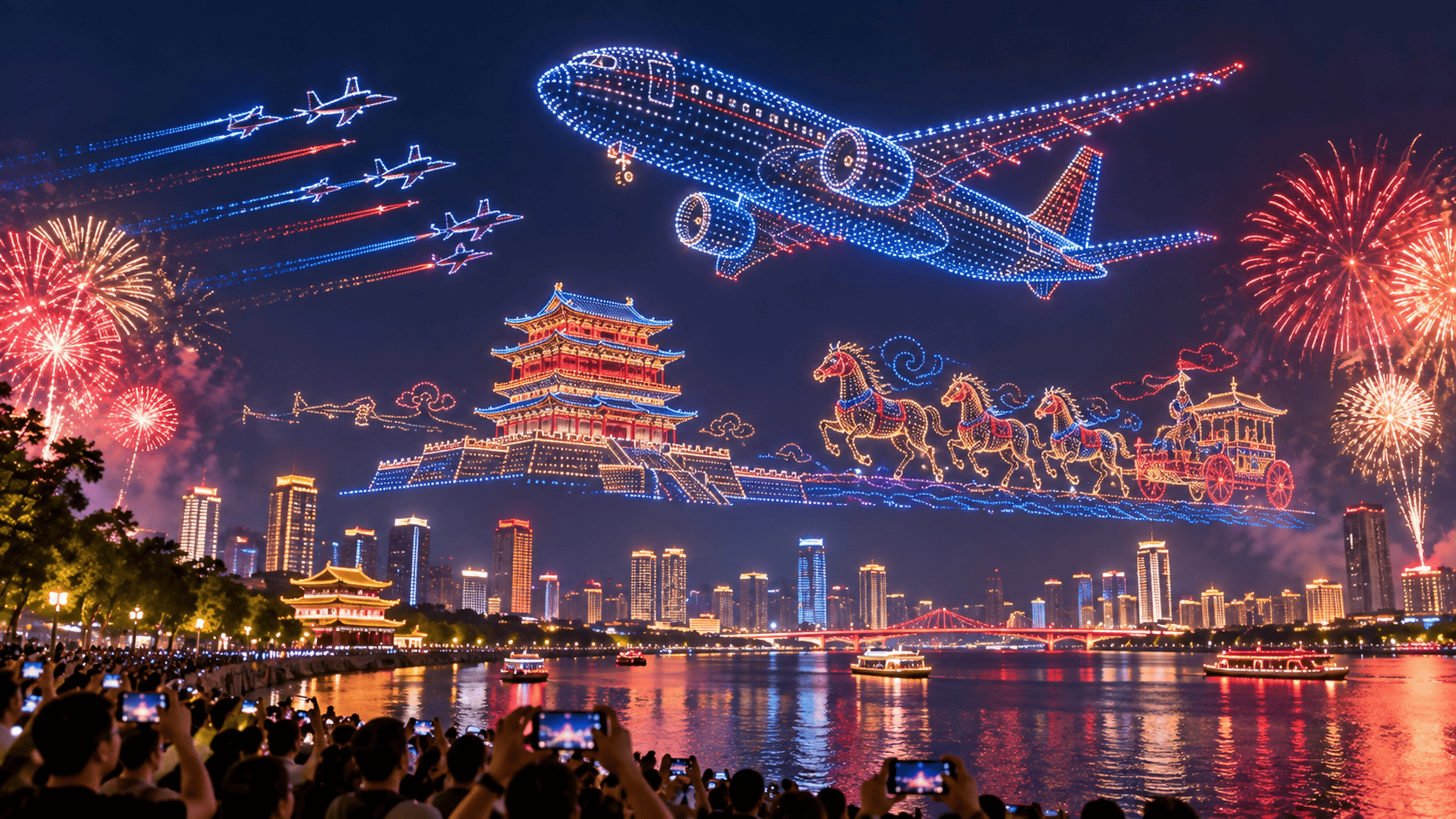 Nanchang, 5.000 droni illuminano il cielo per la Festa Nazionale cinese
