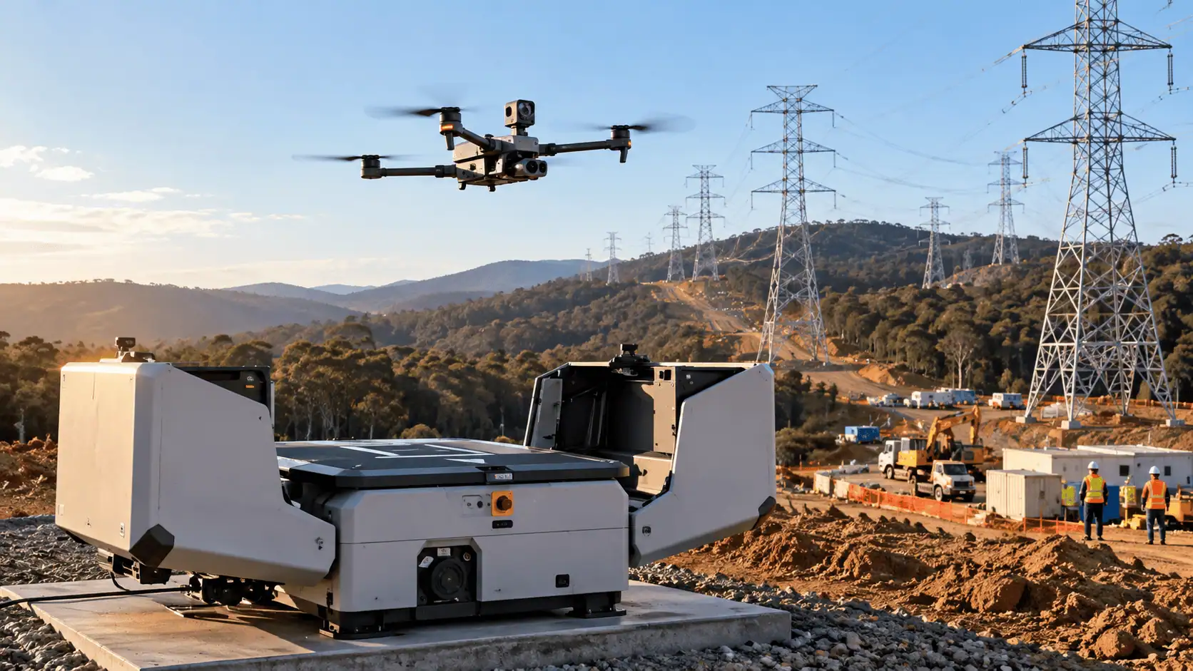 Droni autonomi e DJI Dock 2: così si controllano i grandi cantieri elettrici a distanza